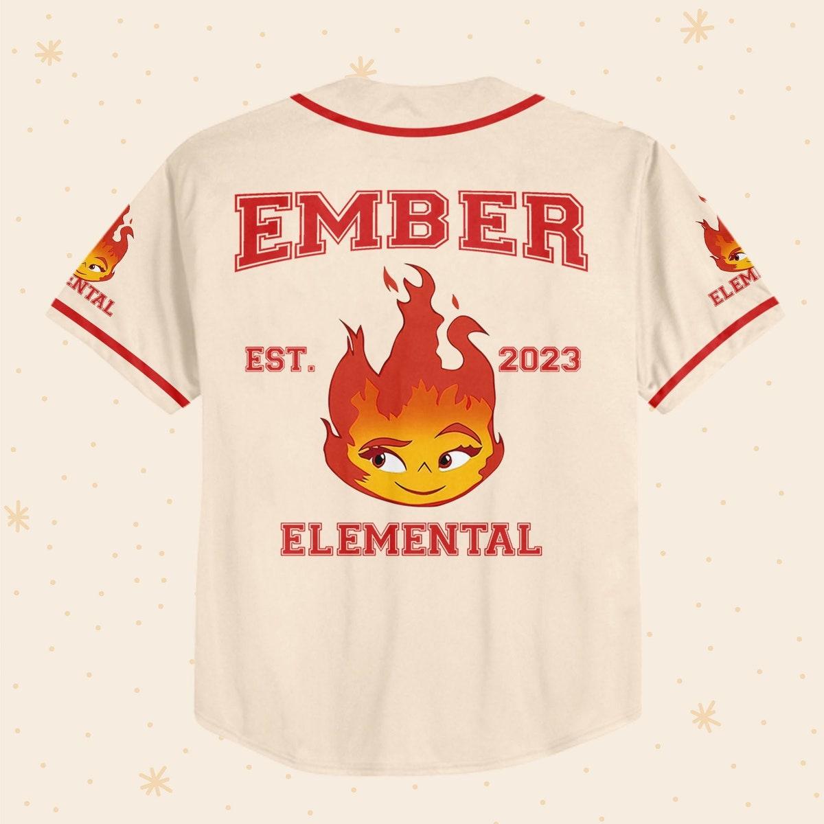 Personalize Disney Pixar Elenmental Ember Baseball Jersey 3