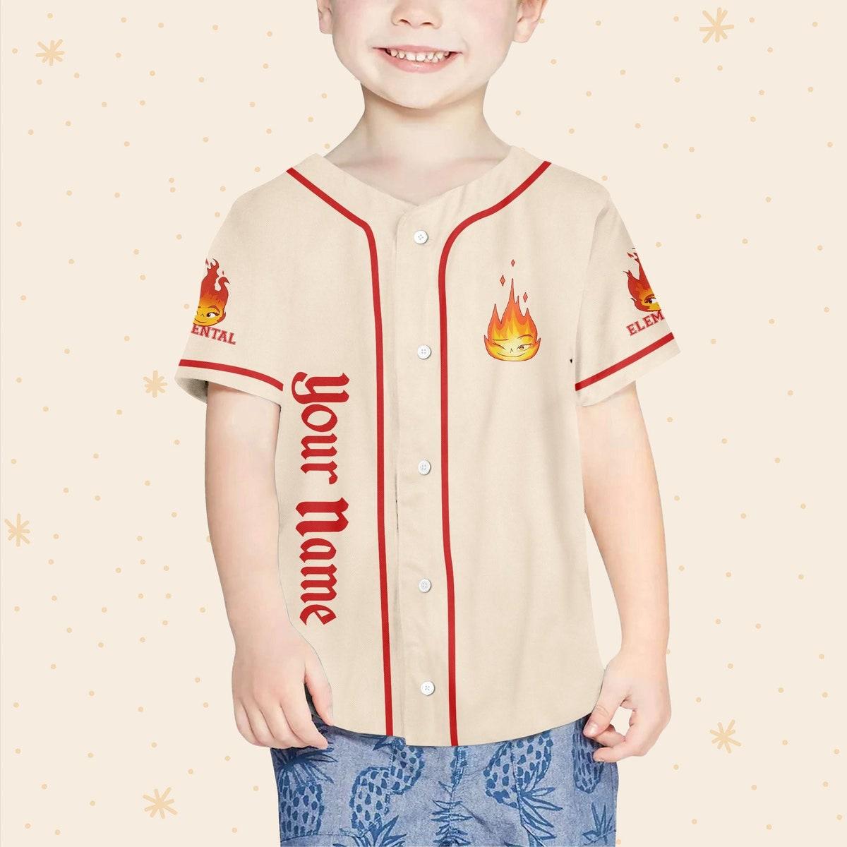 Personalize Disney Pixar Elenmental Ember Baseball Jersey 4