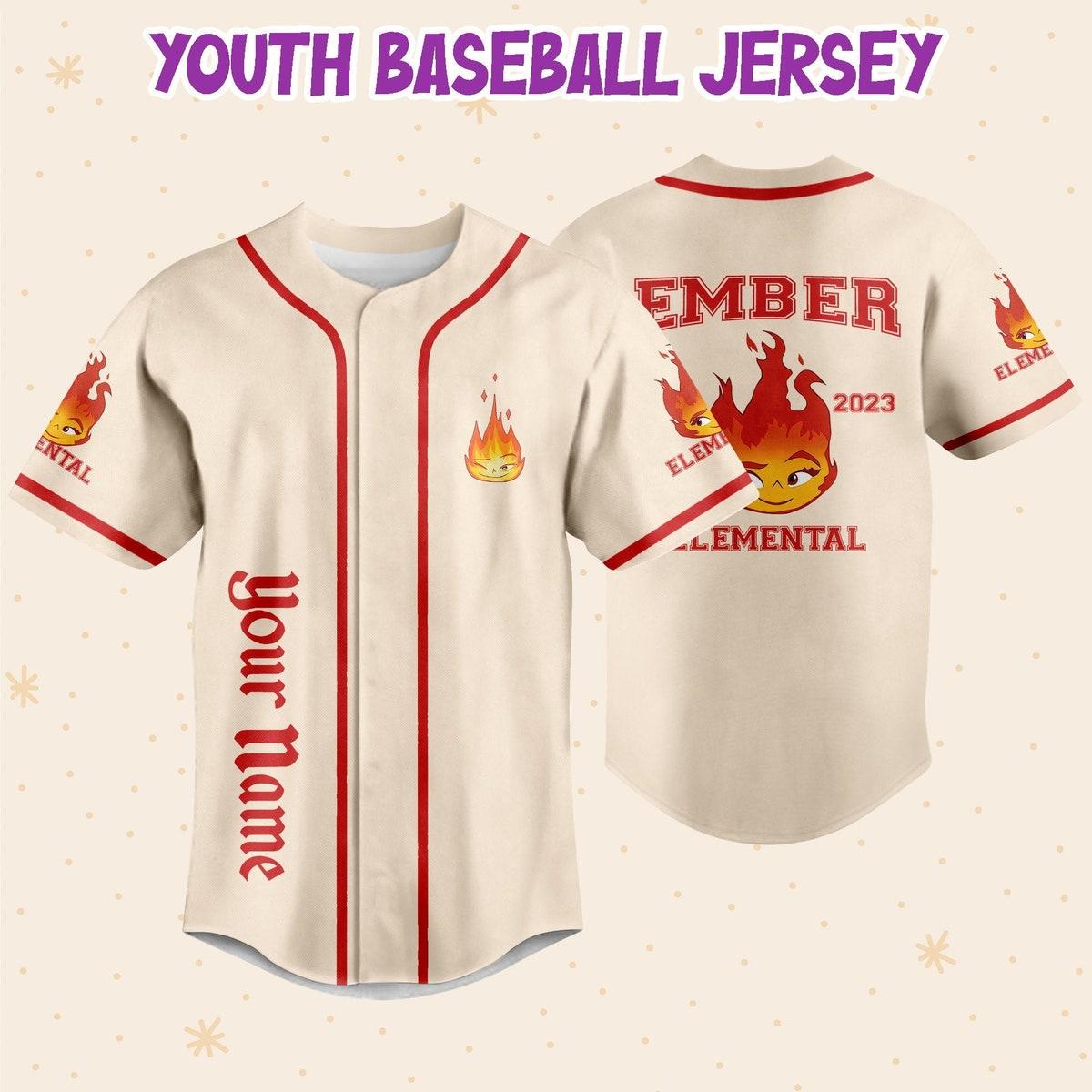 Personalize Disney Pixar Elenmental Ember Baseball Jersey 5