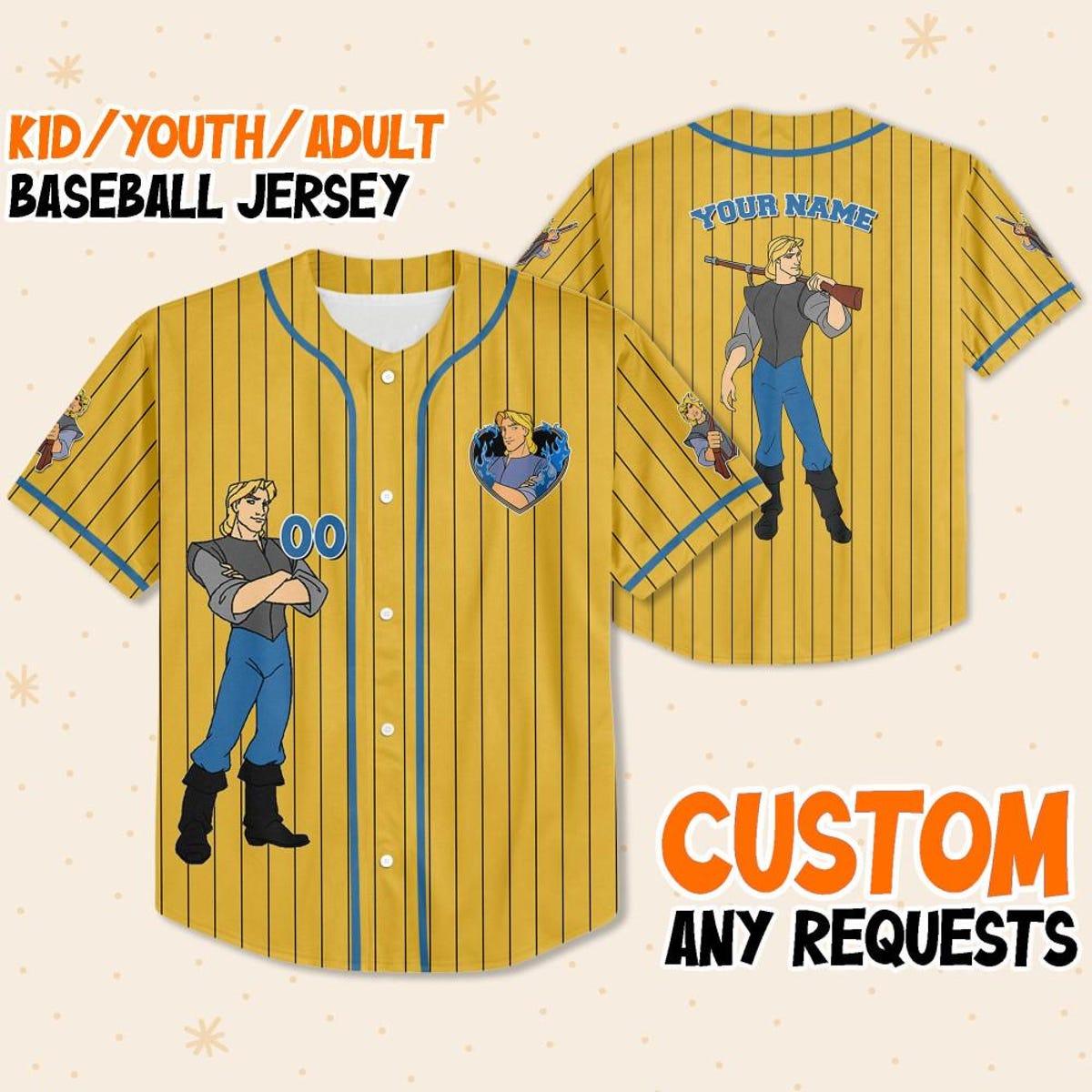 Personalize Disney Pocahontas Prince John Smith Baseball Jersey 1