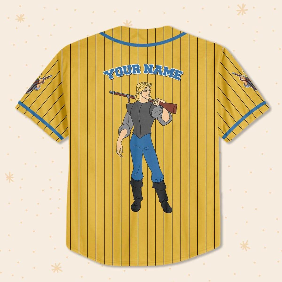 Personalize Disney Pocahontas Prince John Smith Baseball Jersey 3