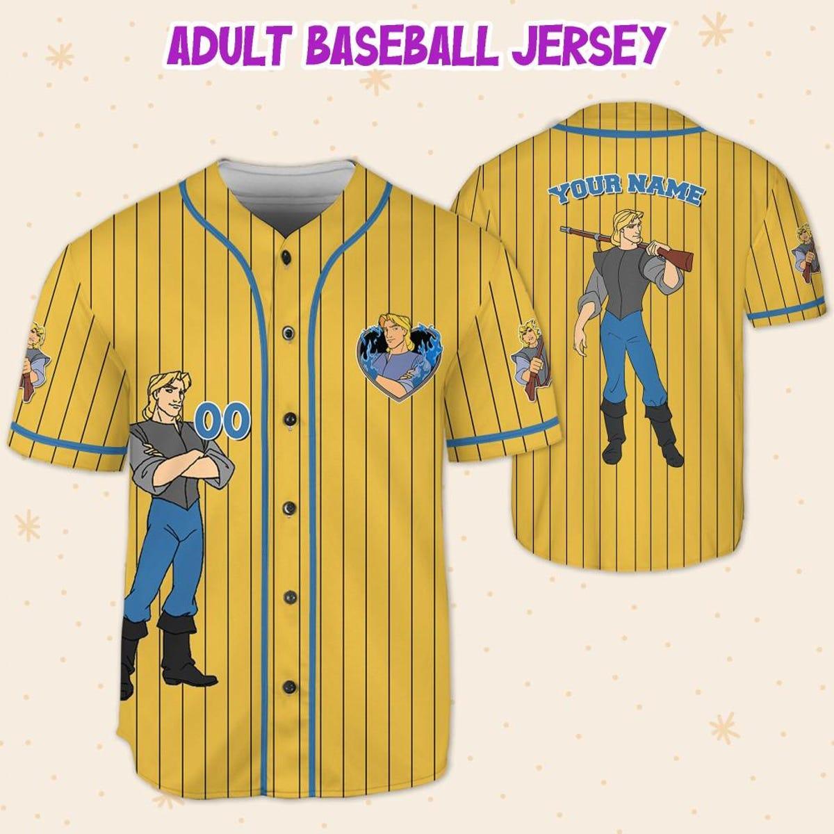 Personalize Disney Pocahontas Prince John Smith Baseball Jersey 5