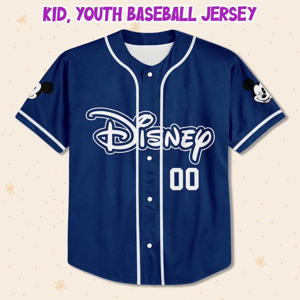 Personalize Disney Simple Awesome Blue Navy Baseball Jersey 2