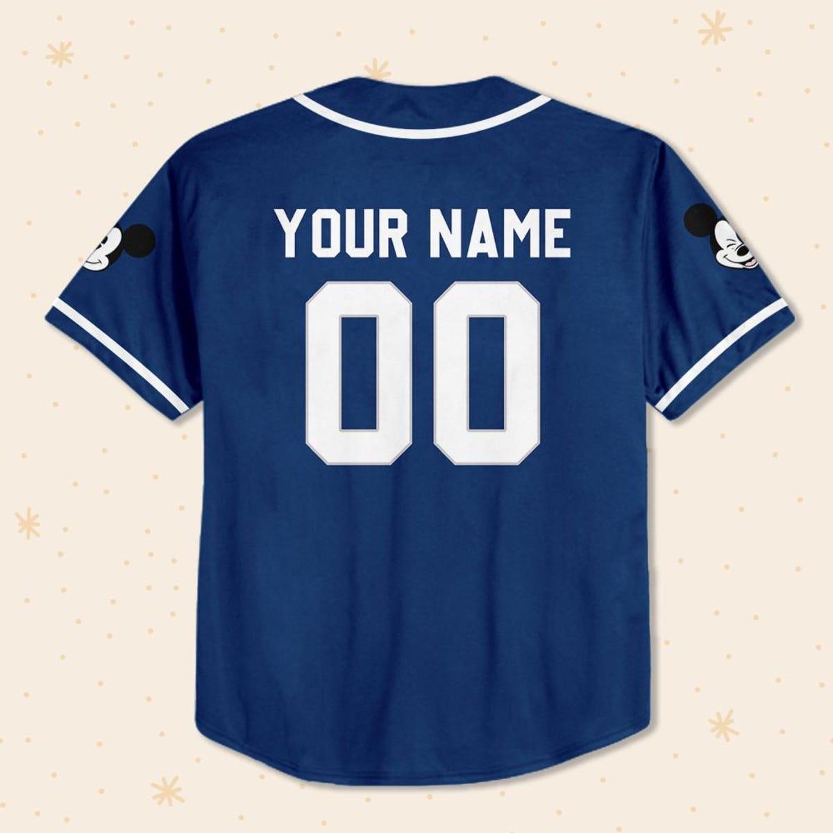 Personalize Disney Simple Awesome Blue Navy Baseball Jersey 3