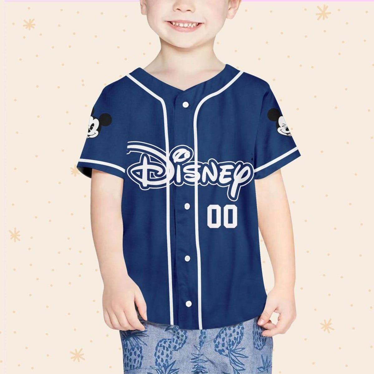 Personalize Disney Simple Awesome Blue Navy Baseball Jersey 4