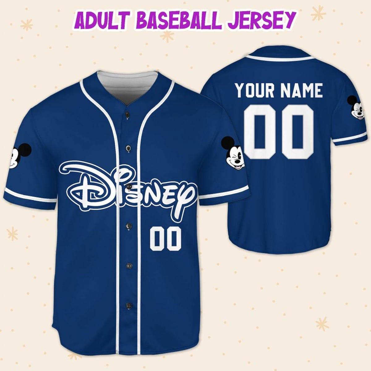 Personalize Disney Simple Awesome Blue Navy Baseball Jersey 5