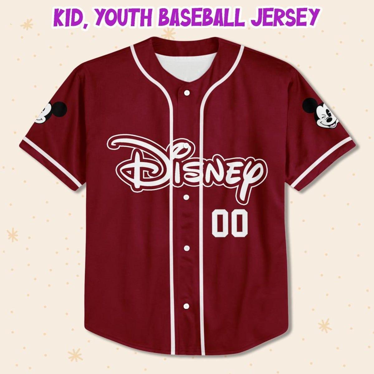 Personalize Disney Simple Awesome Maroon Baseball Jersey 2