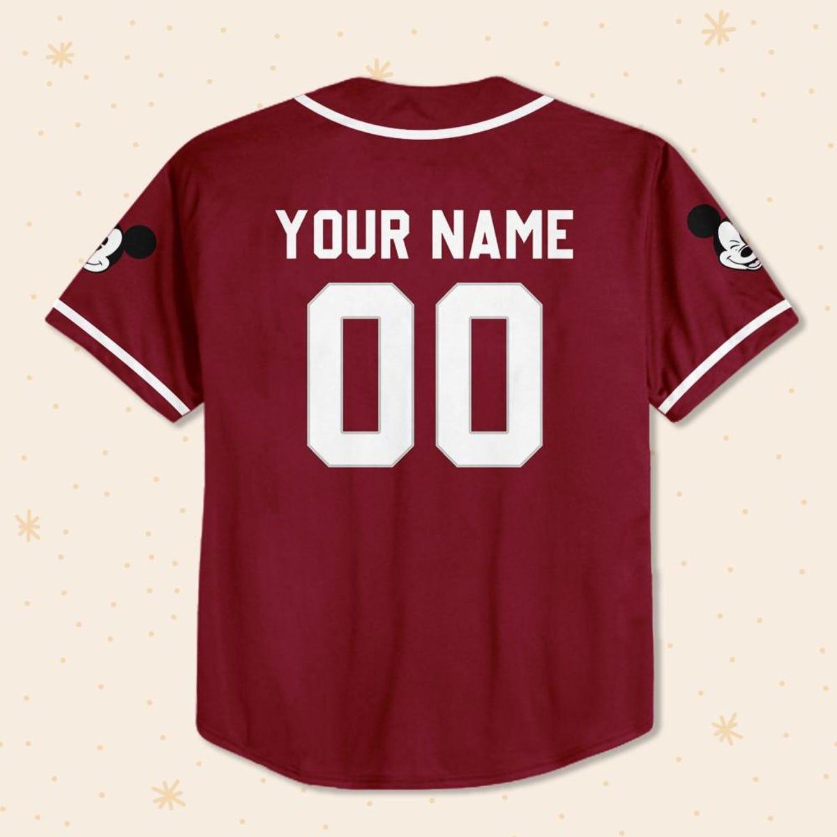 Personalize Disney Simple Awesome Maroon Baseball Jersey 3