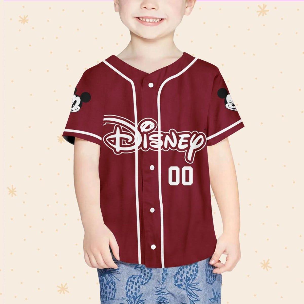 Personalize Disney Simple Awesome Maroon Baseball Jersey 4