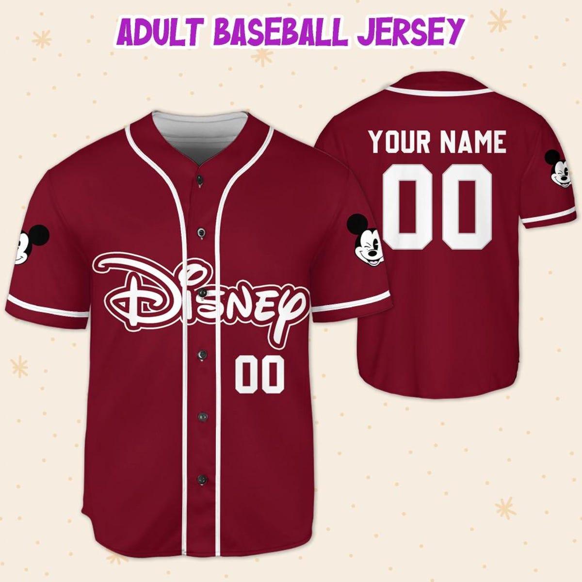 Personalize Disney Simple Awesome Maroon Baseball Jersey 5