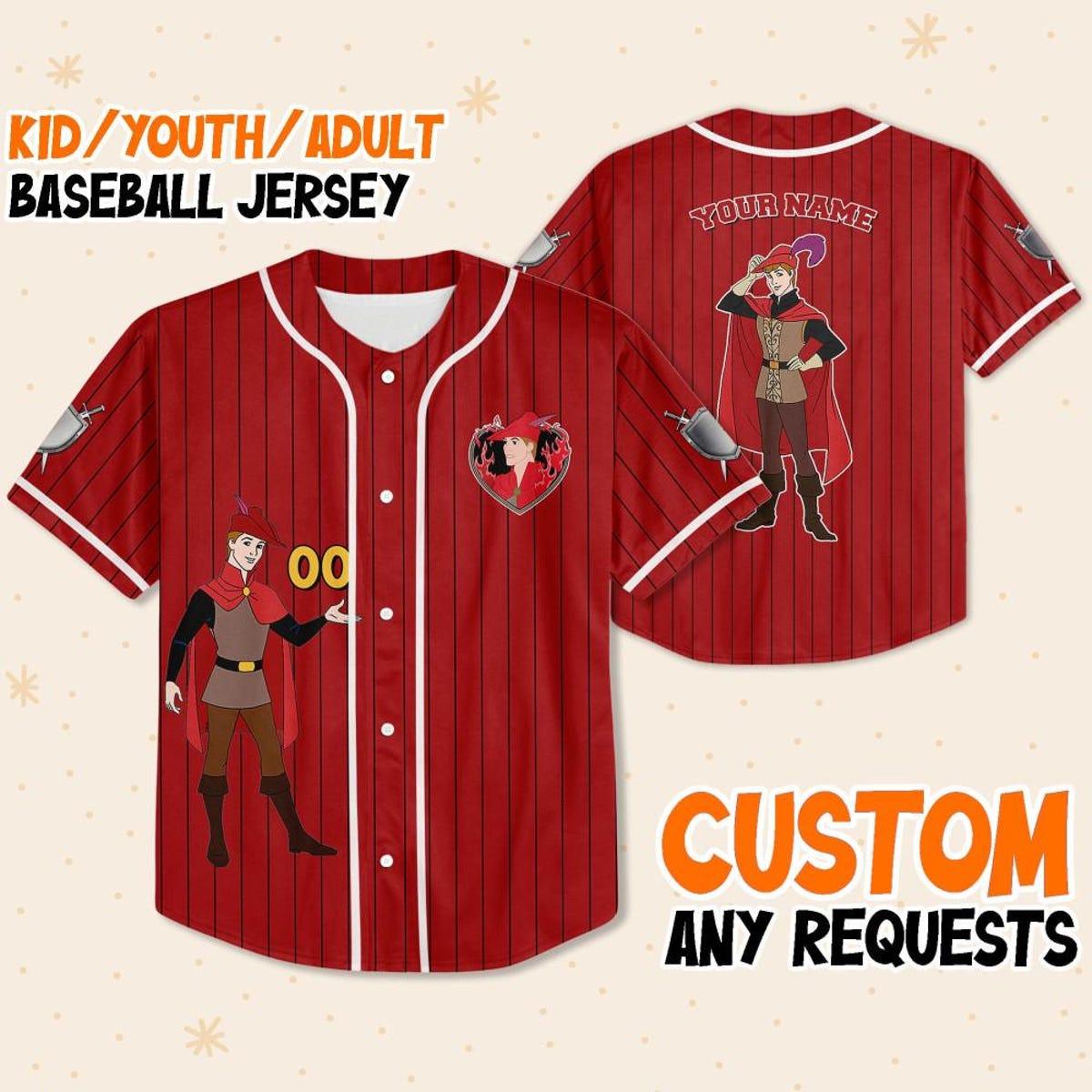 Personalize Disney Sleeping Beauty Prince Phillip Baseball Jersey 1