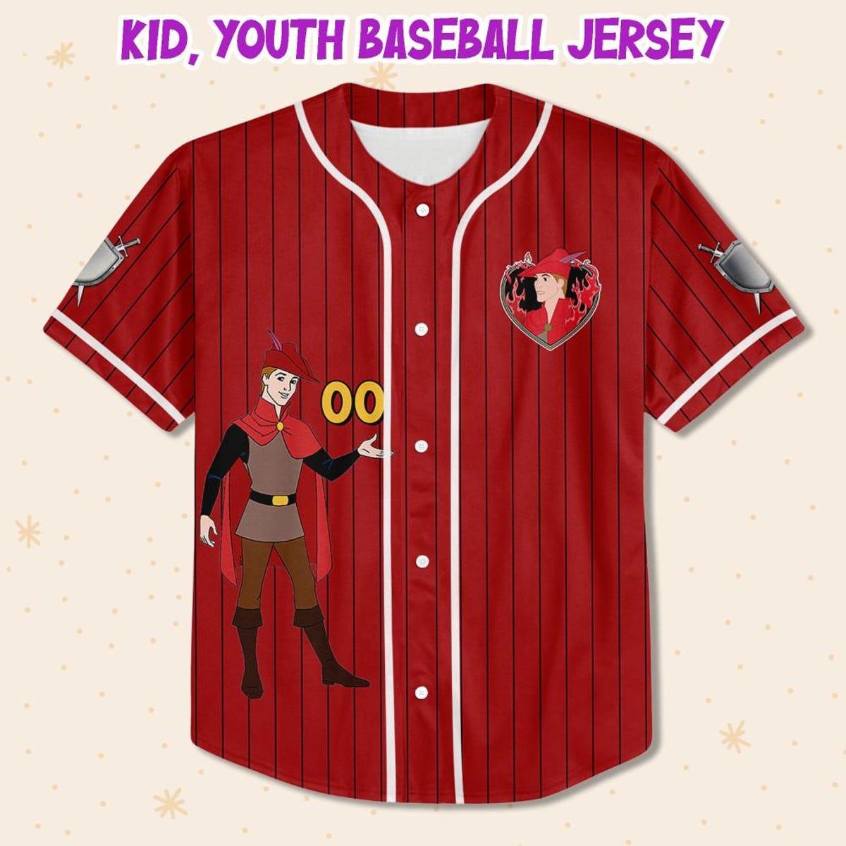 Personalize Disney Sleeping Beauty Prince Phillip Baseball Jersey 2