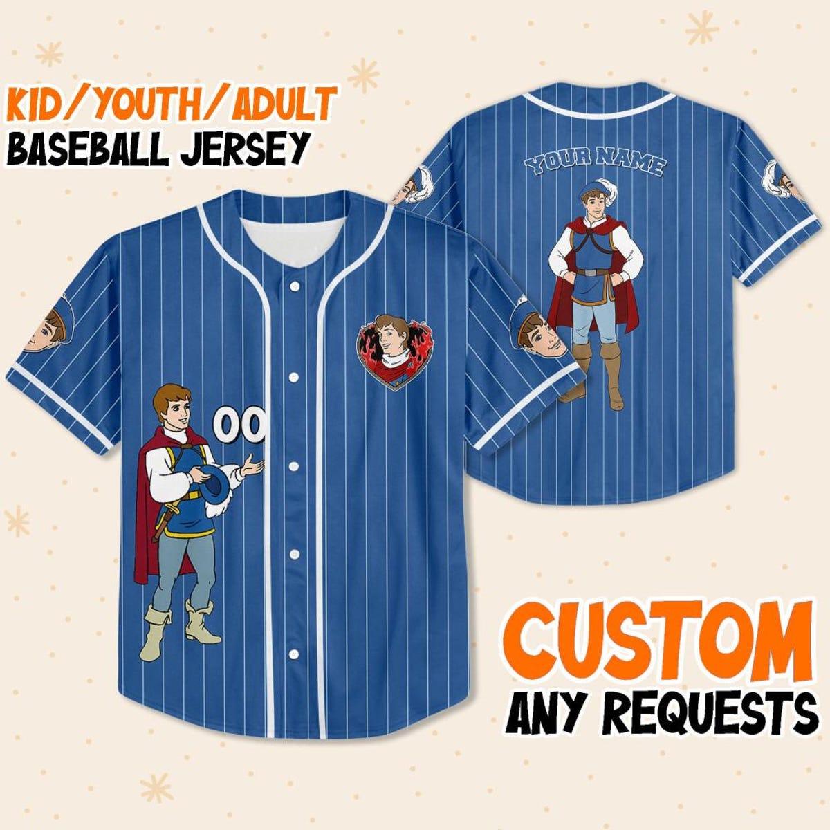 Personalize Disney Snow White Prince Florian Baseball Jersey 1