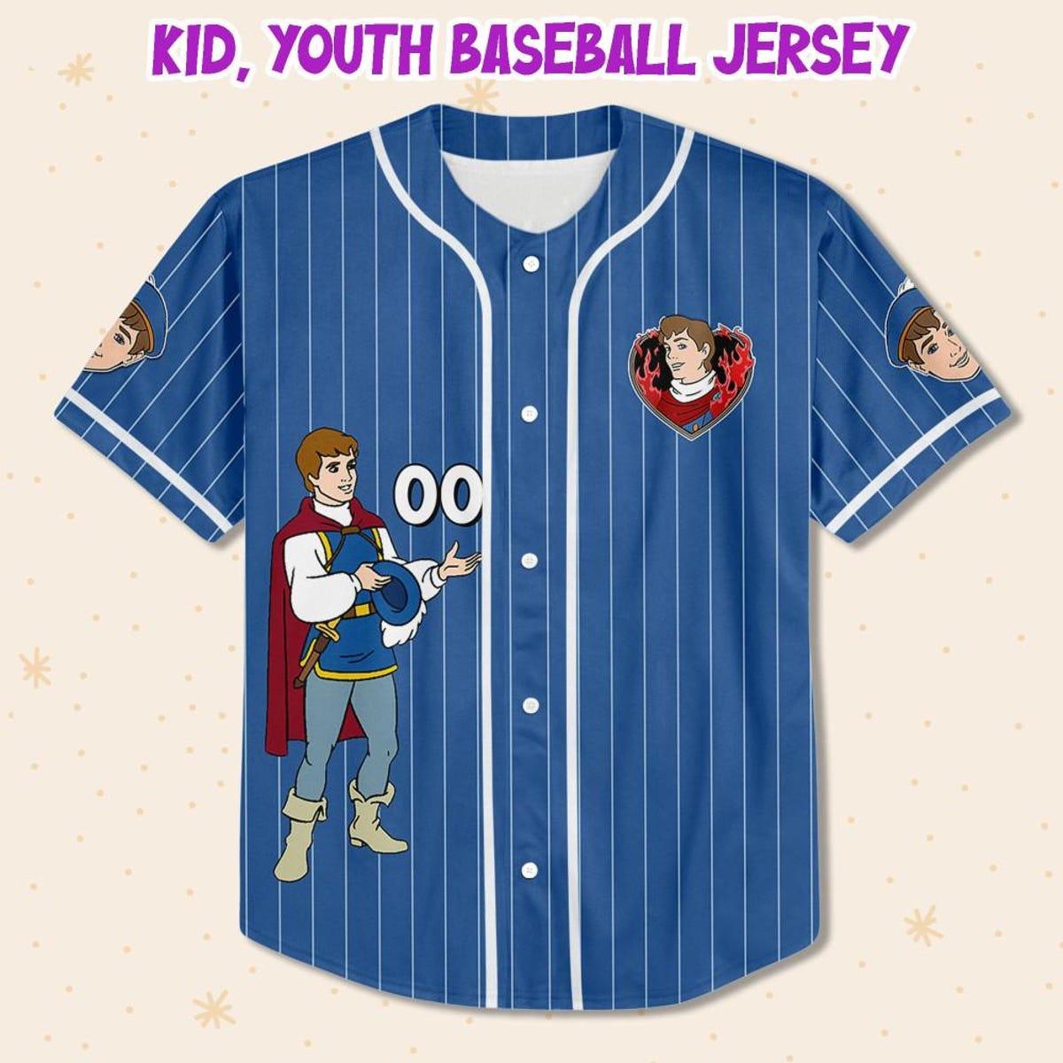 Personalize Disney Snow White Prince Florian Baseball Jersey 2