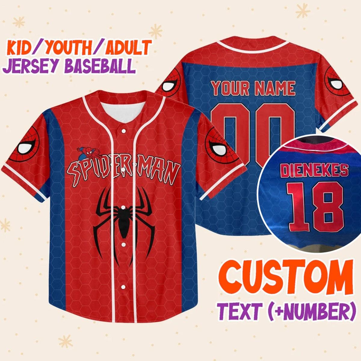 Personalize Disney Spider Man Blue And Red Baseball Jersey 1