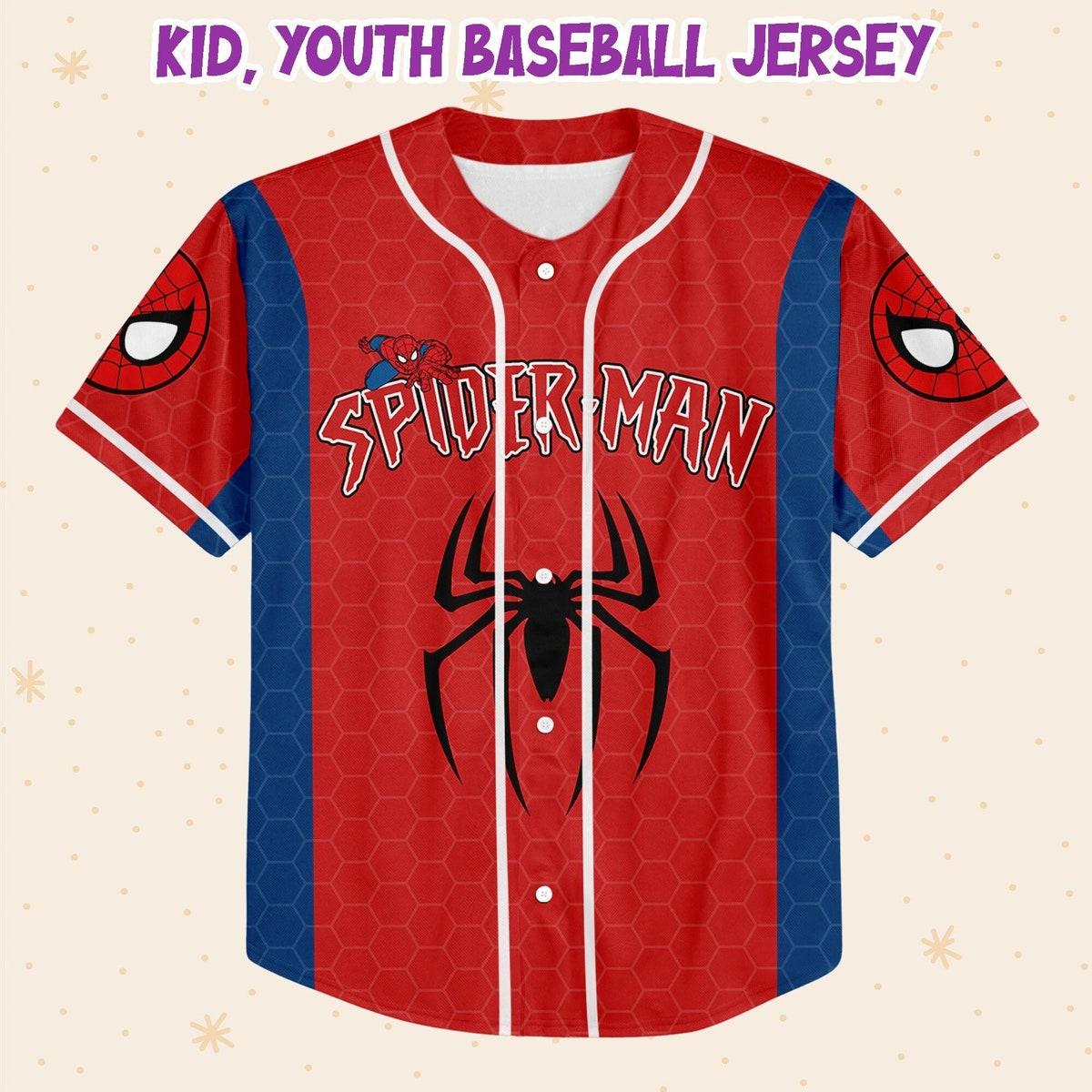 Personalize Disney Spider Man Blue And Red Baseball Jersey 2