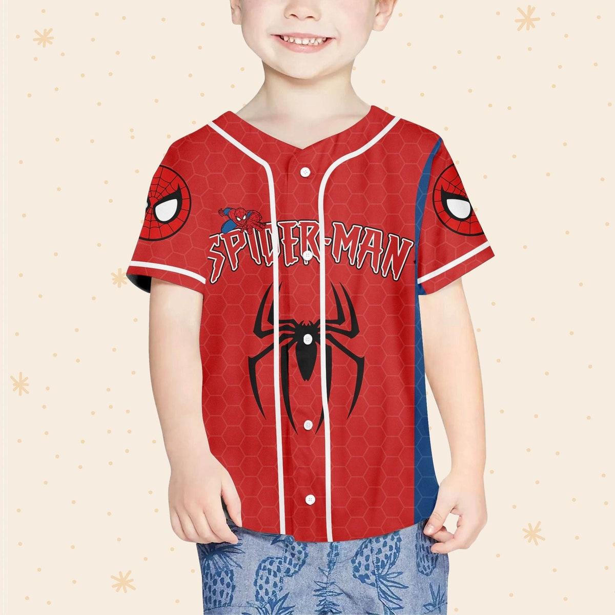 Personalize Disney Spider Man Blue And Red Baseball Jersey 4