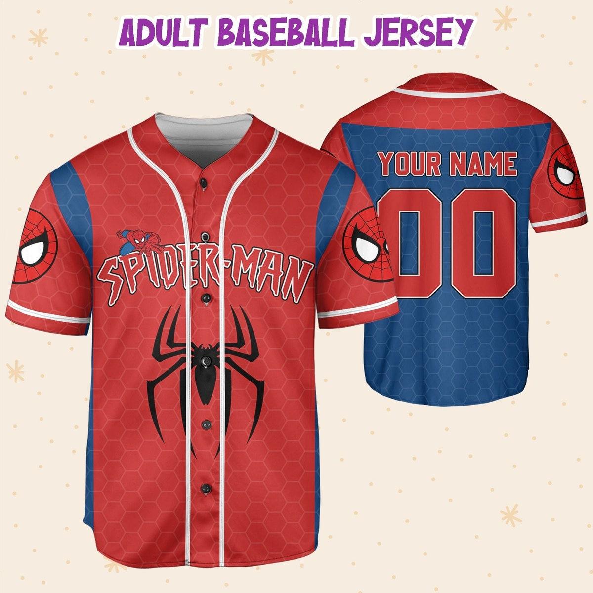 Personalize Disney Spider Man Blue And Red Baseball Jersey 5