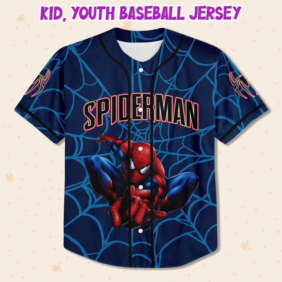 Personalize Disney Spiderman Awesome Blue Baseball Jersey 2