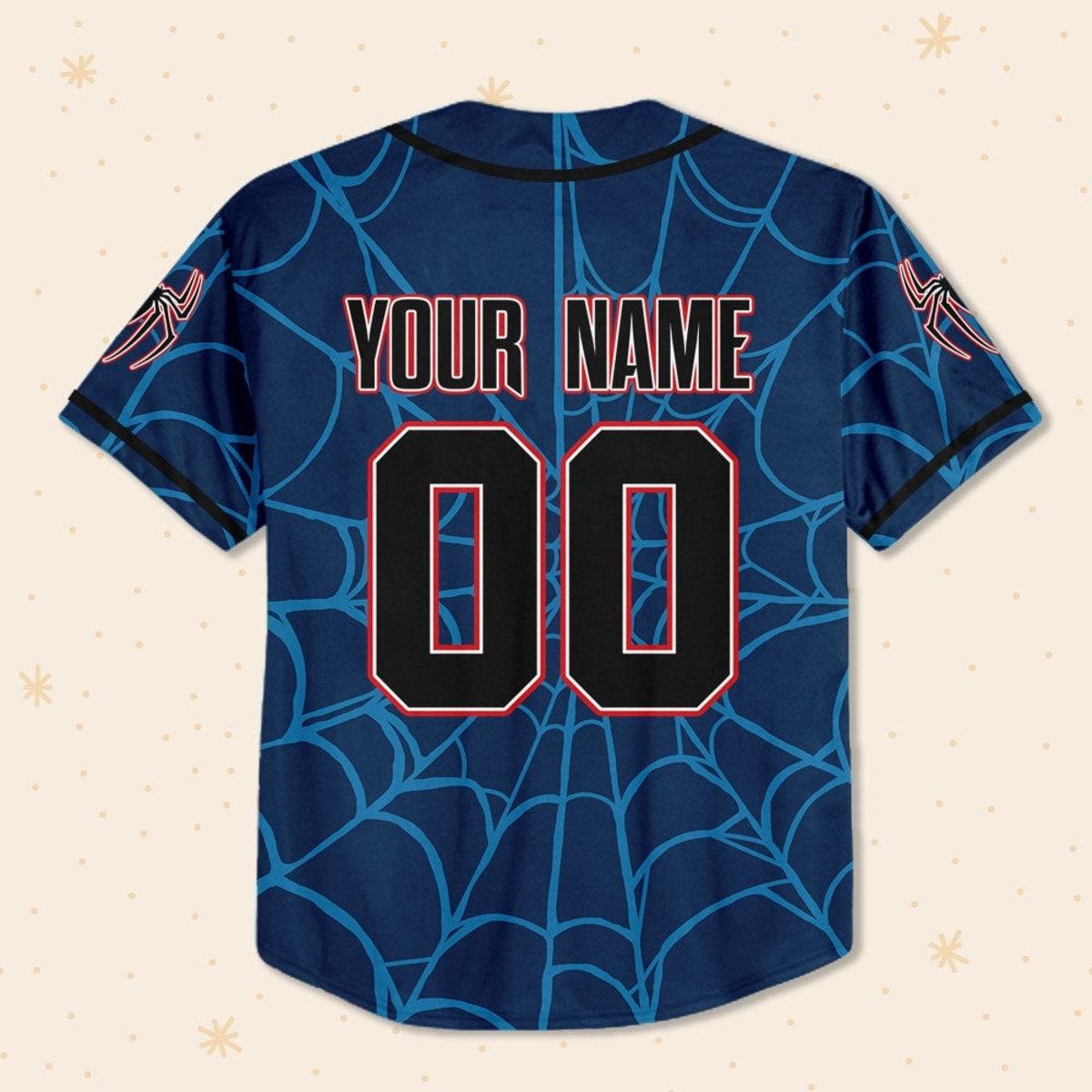 Personalize Disney Spiderman Awesome Blue Baseball Jersey 3