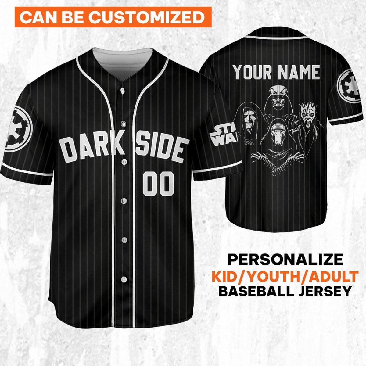 Personalize Disney Star Wars Dark Side Black Striped Baseball Jersey 1