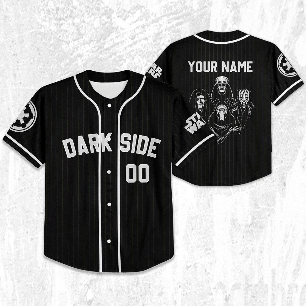 Personalize Disney Star Wars Dark Side Black Striped Baseball Jersey 2