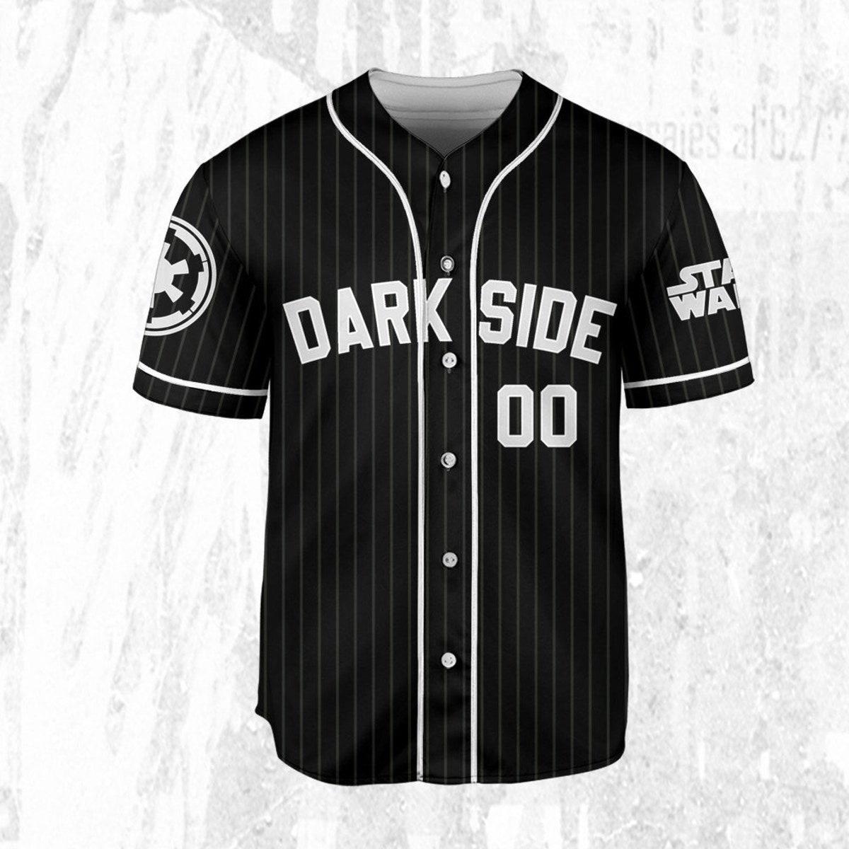 Personalize Disney Star Wars Dark Side Black Striped Baseball Jersey 3