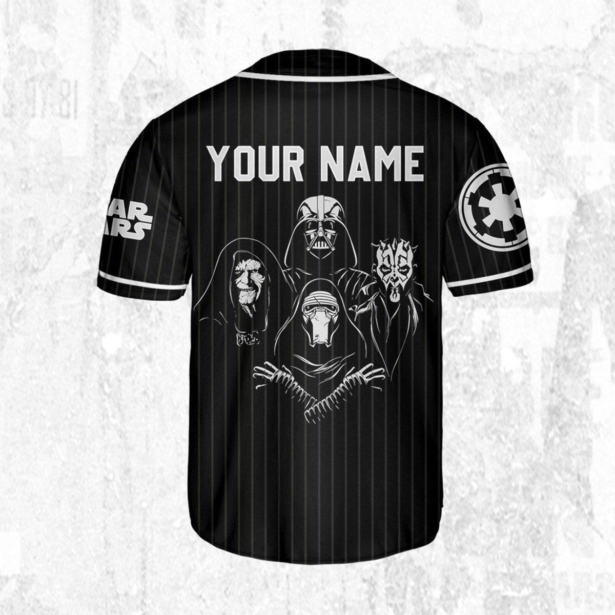 Personalize Disney Star Wars Dark Side Black Striped Baseball Jersey 4