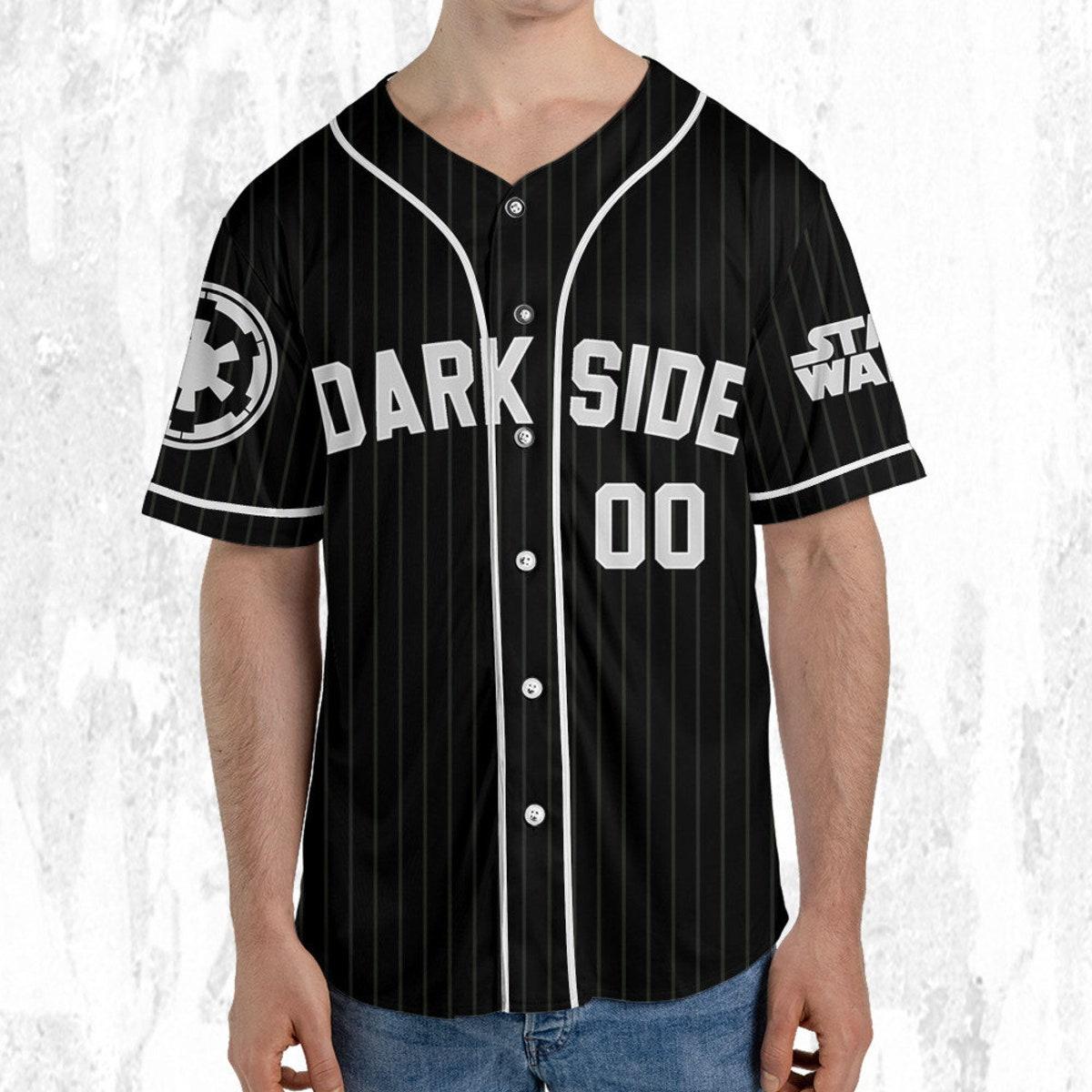 Personalize Disney Star Wars Dark Side Black Striped Baseball Jersey 5