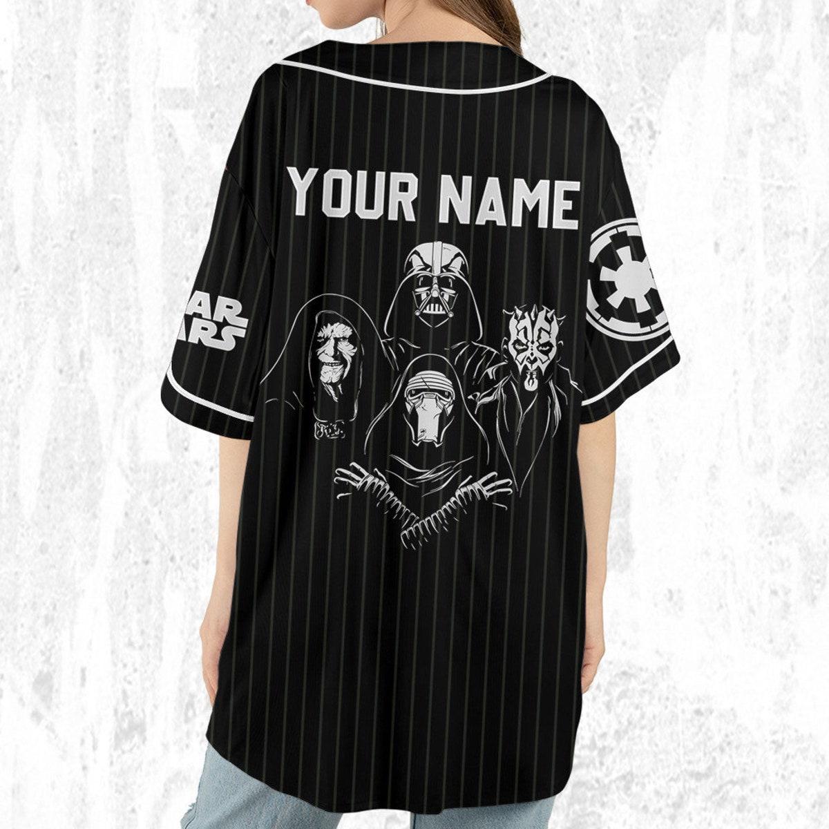 Personalize Disney Star Wars Dark Side Black Striped Baseball Jersey 6