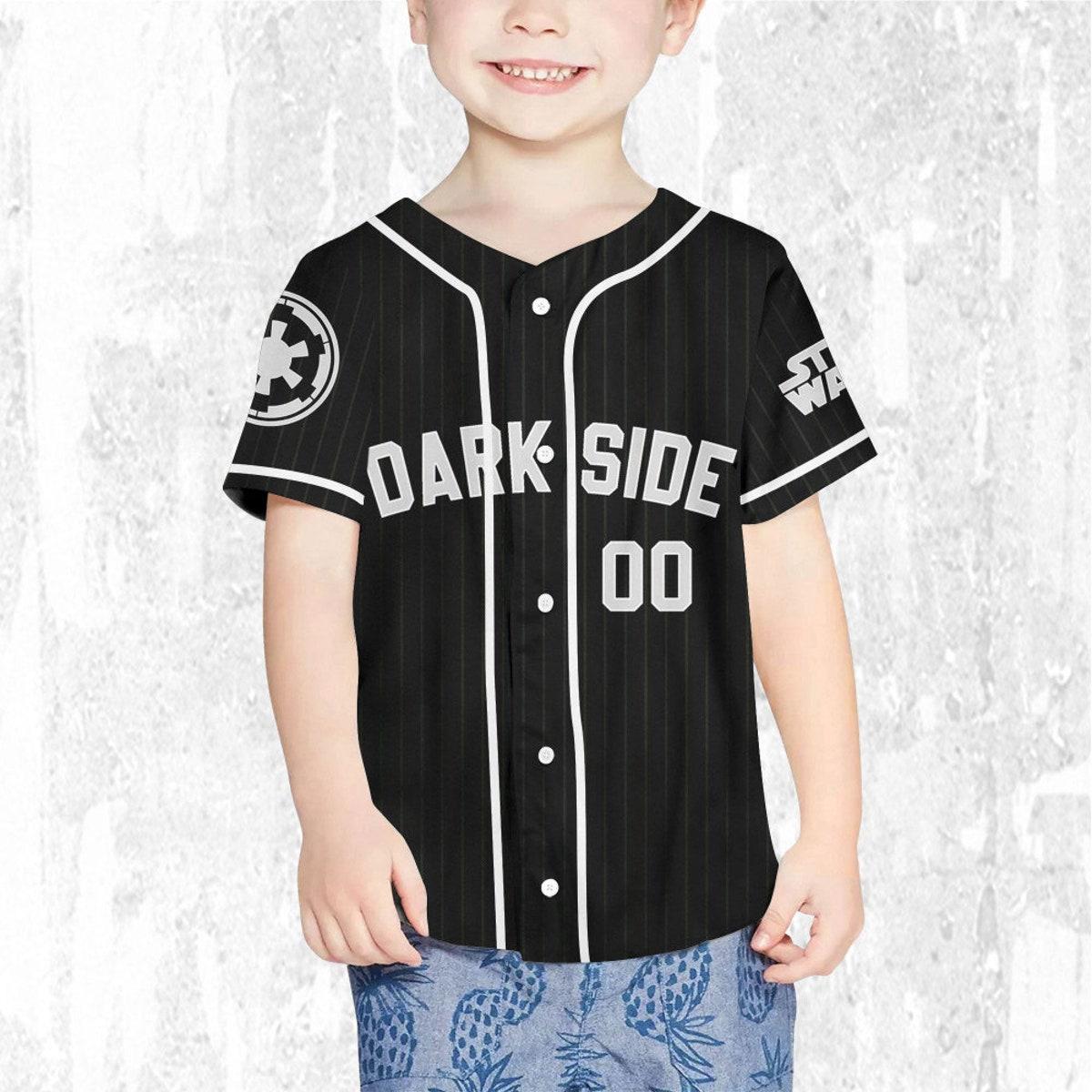 Personalize Disney Star Wars Dark Side Black Striped Baseball Jersey 7