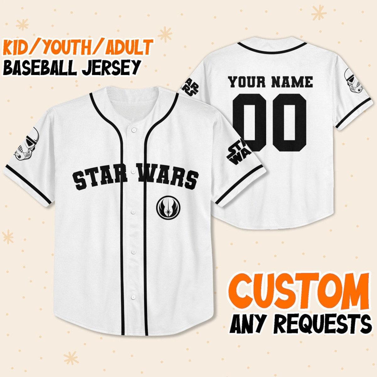 Personalize Disney Star Wars White Black Baseball Jersey 1