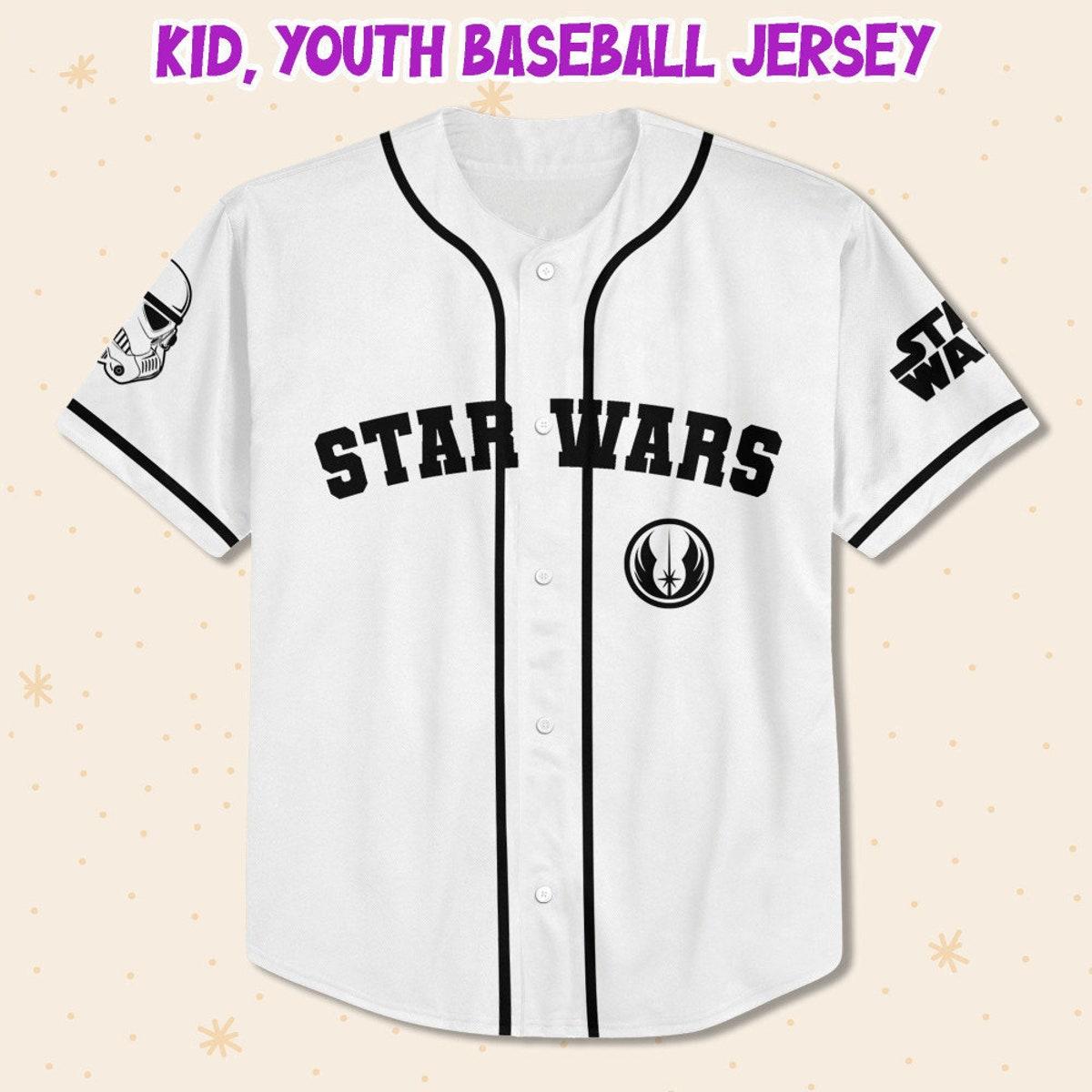 Personalize Disney Star Wars White Black Baseball Jersey 2