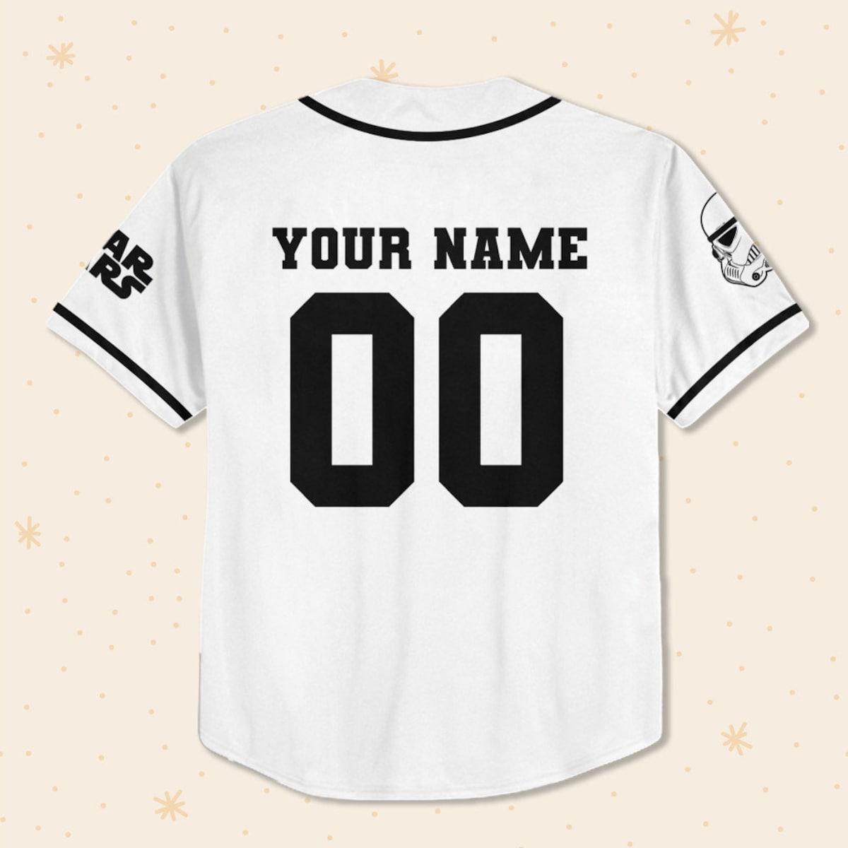 Personalize Disney Star Wars White Black Baseball Jersey 3