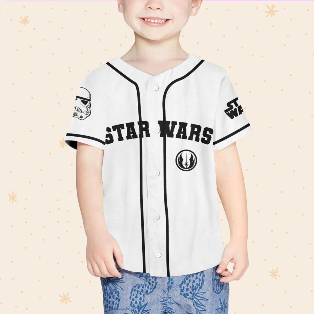 Personalize Disney Star Wars White Black Baseball Jersey 4