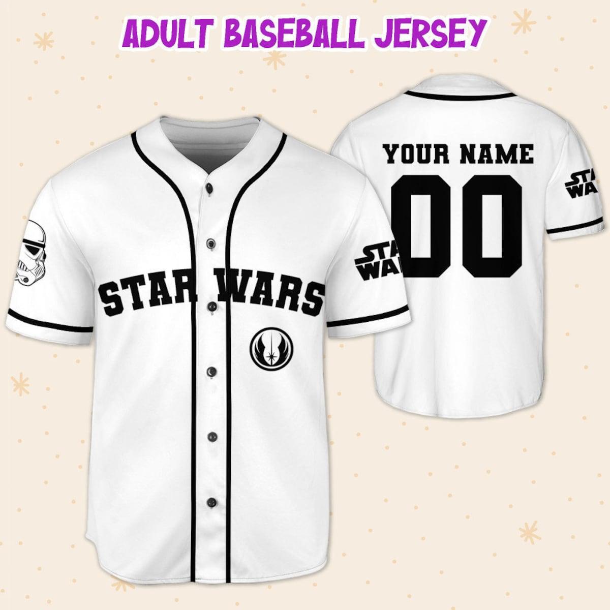 Personalize Disney Star Wars White Black Baseball Jersey 5