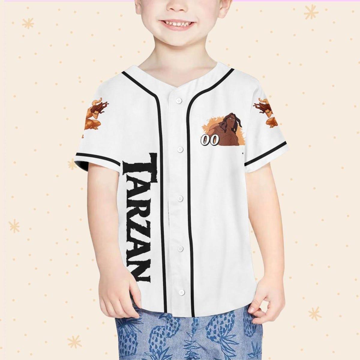 Personalize Disney Tarzan Jungle White Black Baseball Jersey 4