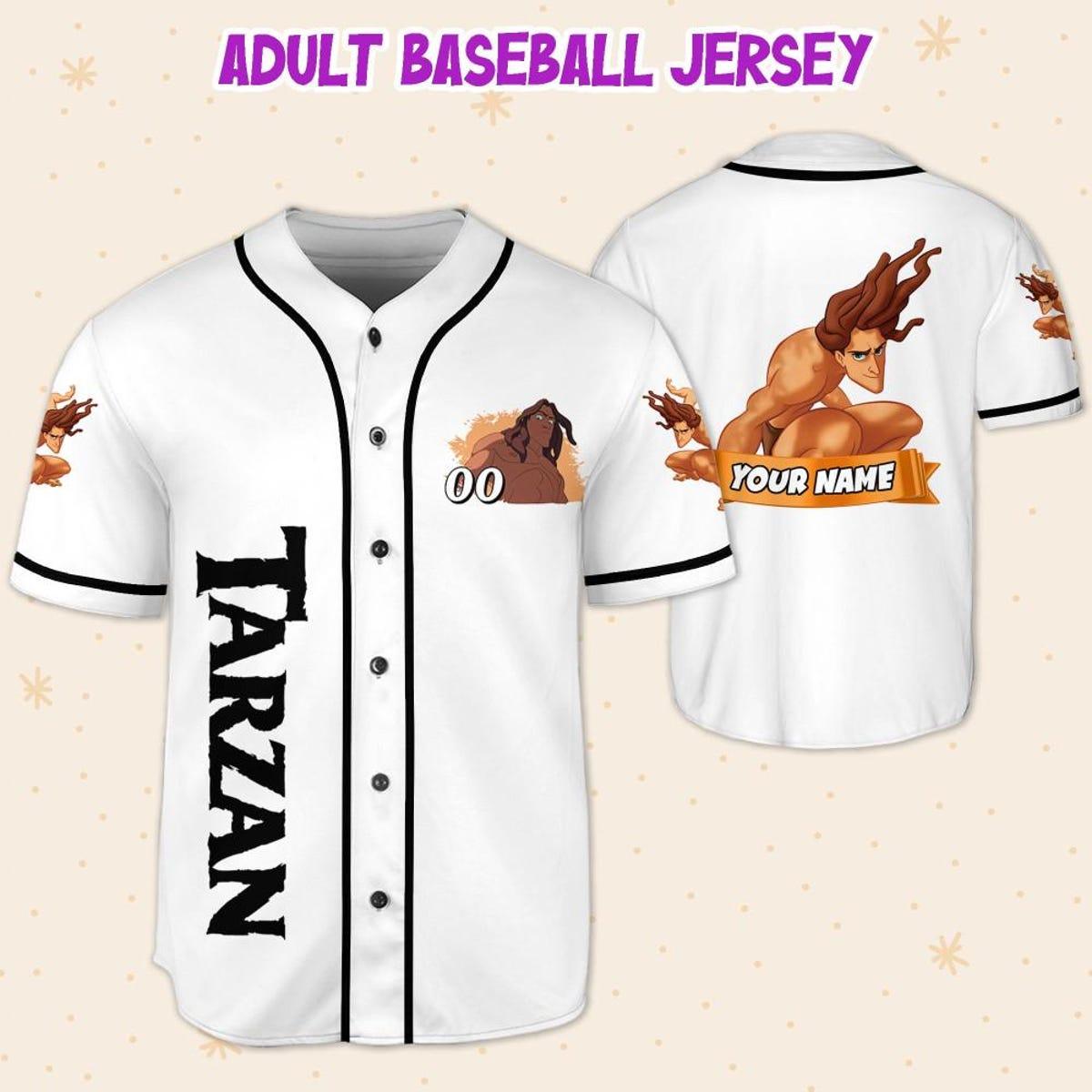 Personalize Disney Tarzan Jungle White Black Baseball Jersey 5