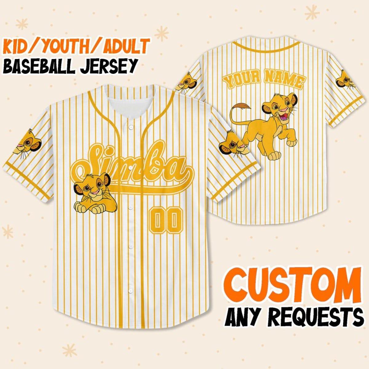 Personalize Disney The Lion King Simba Striped Baseball Jersey 1