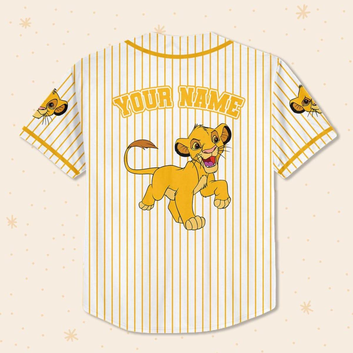 Personalize Disney The Lion King Simba Striped Baseball Jersey 3