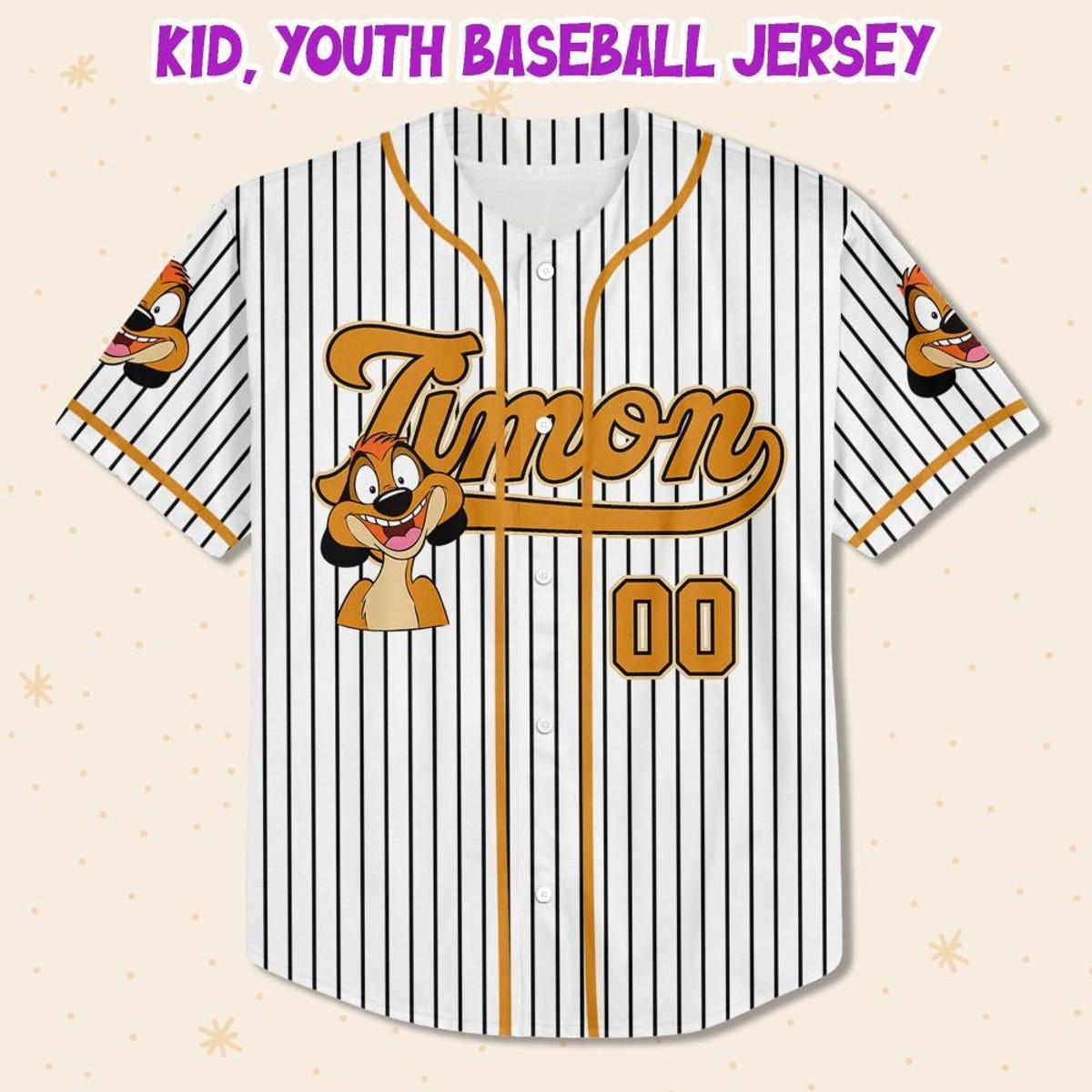 Personalize Disney The Lion King Timon Striped Baseball Jersey 2