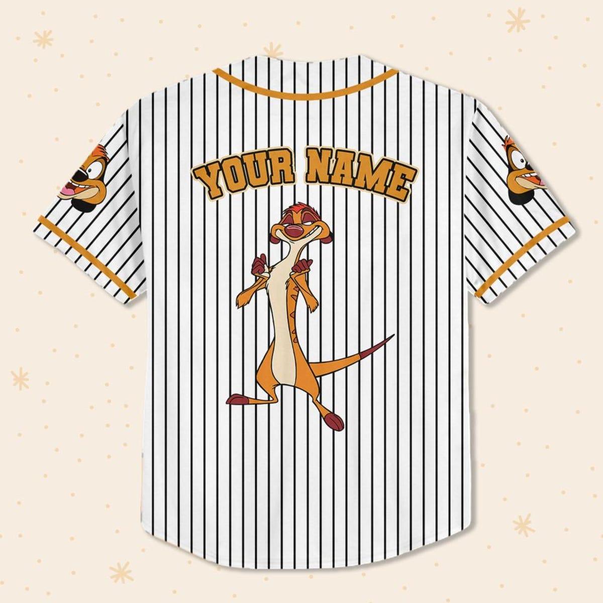 Personalize Disney The Lion King Timon Striped Baseball Jersey 3