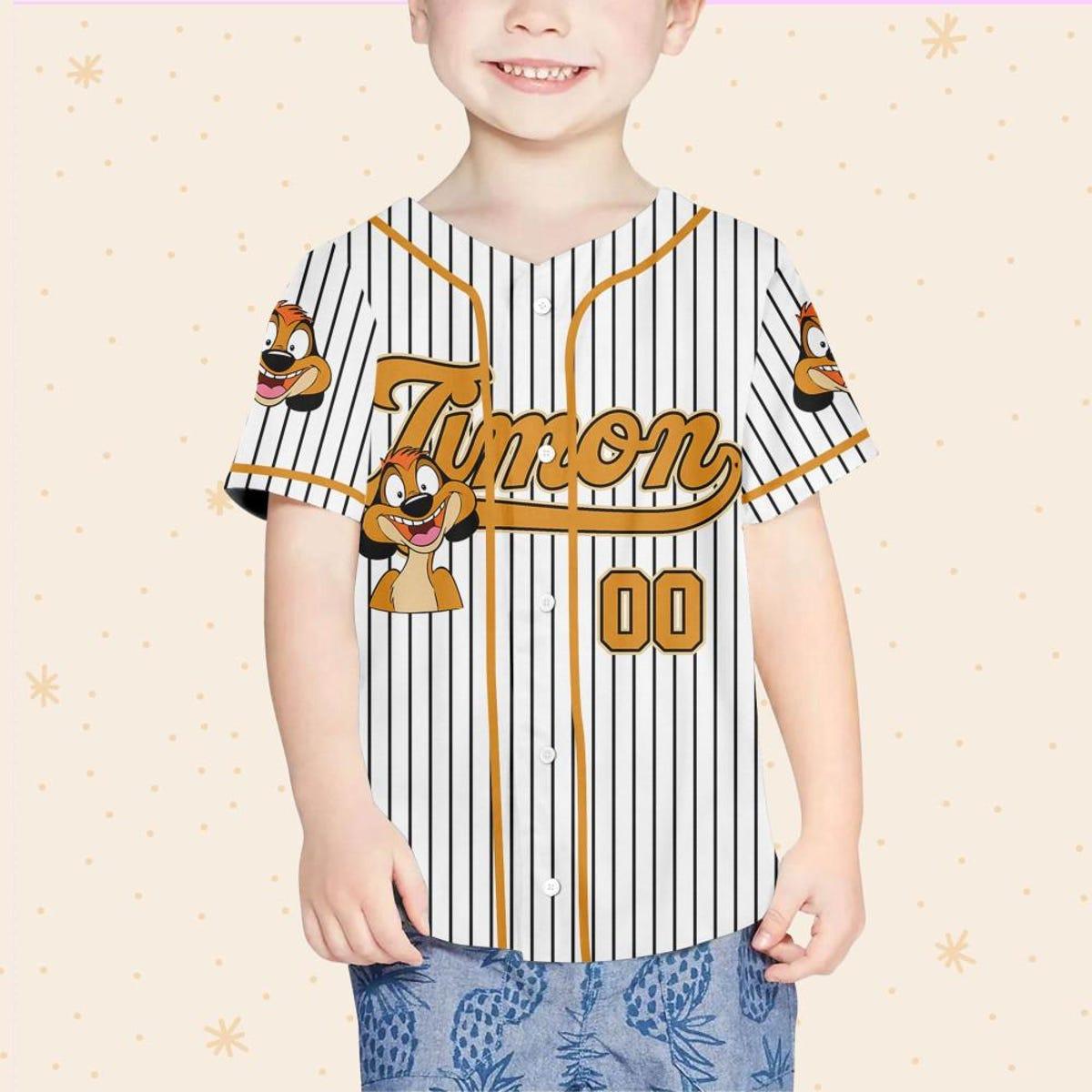 Personalize Disney The Lion King Timon Striped Baseball Jersey 4