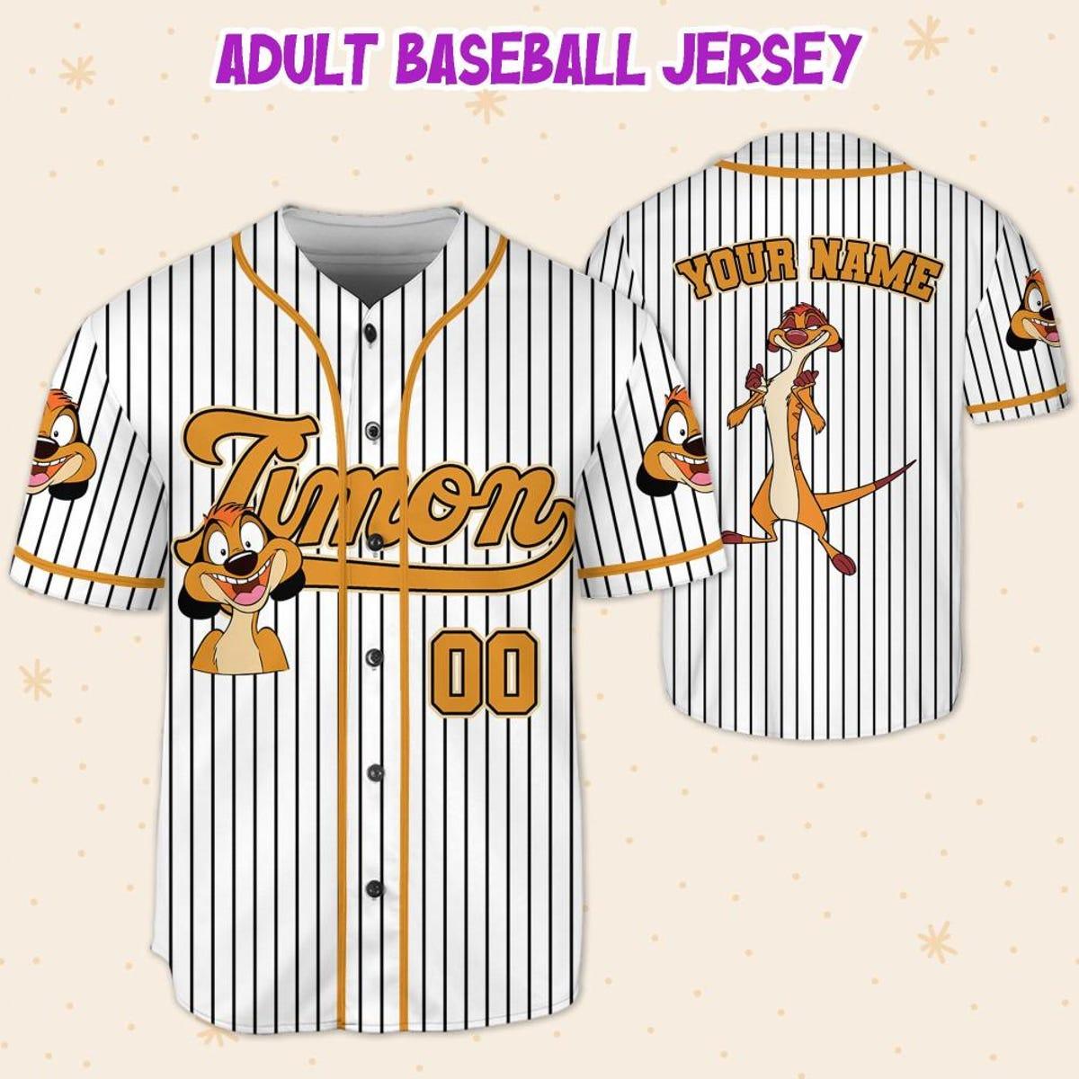 Personalize Disney The Lion King Timon Striped Baseball Jersey 5