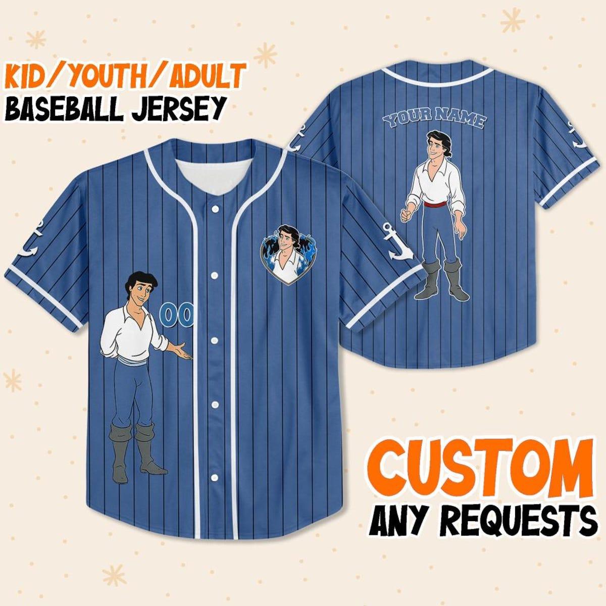 Personalize Disney The Little Mermaid Prince Eric Baseball Jersey 1