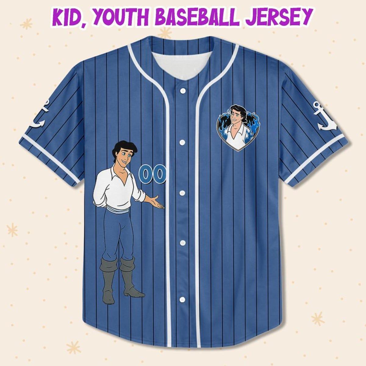 Personalize Disney The Little Mermaid Prince Eric Baseball Jersey 2