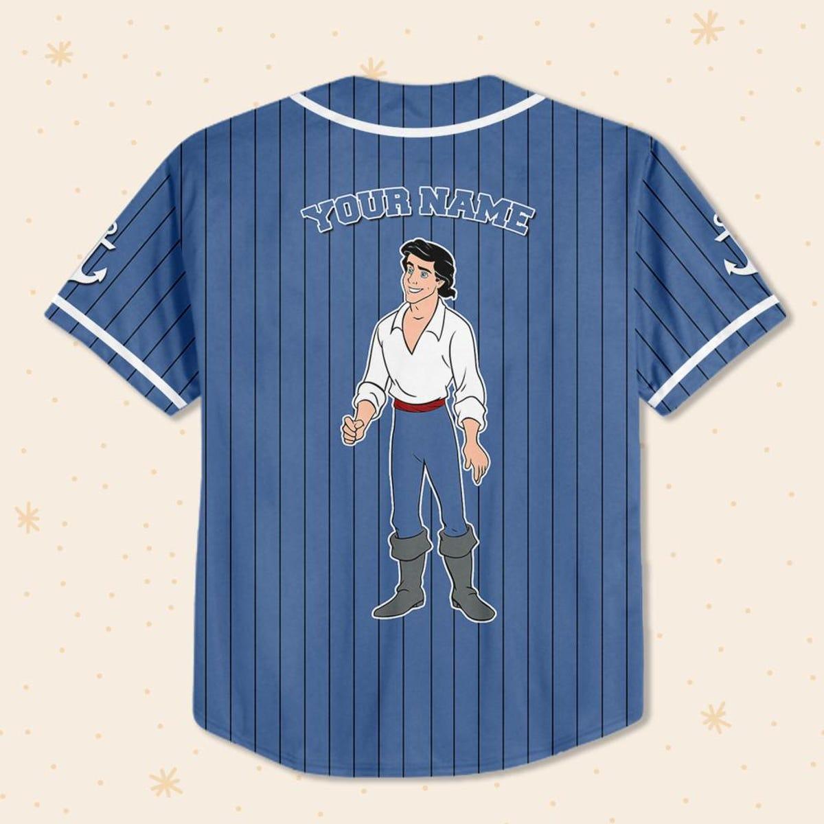 Personalize Disney The Little Mermaid Prince Eric Baseball Jersey 3