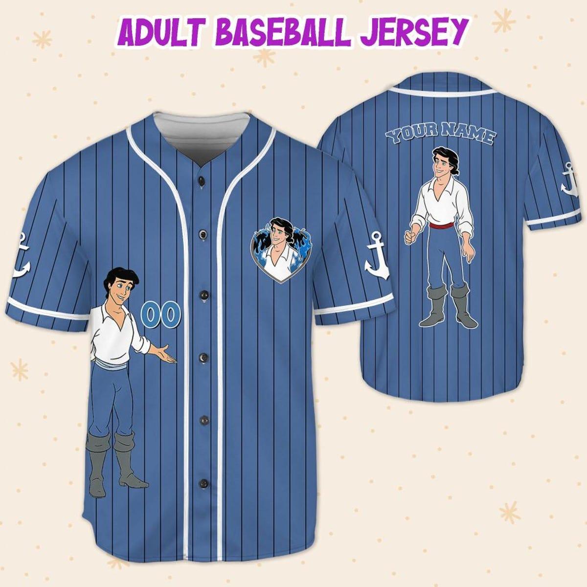 Personalize Disney The Little Mermaid Prince Eric Baseball Jersey 5