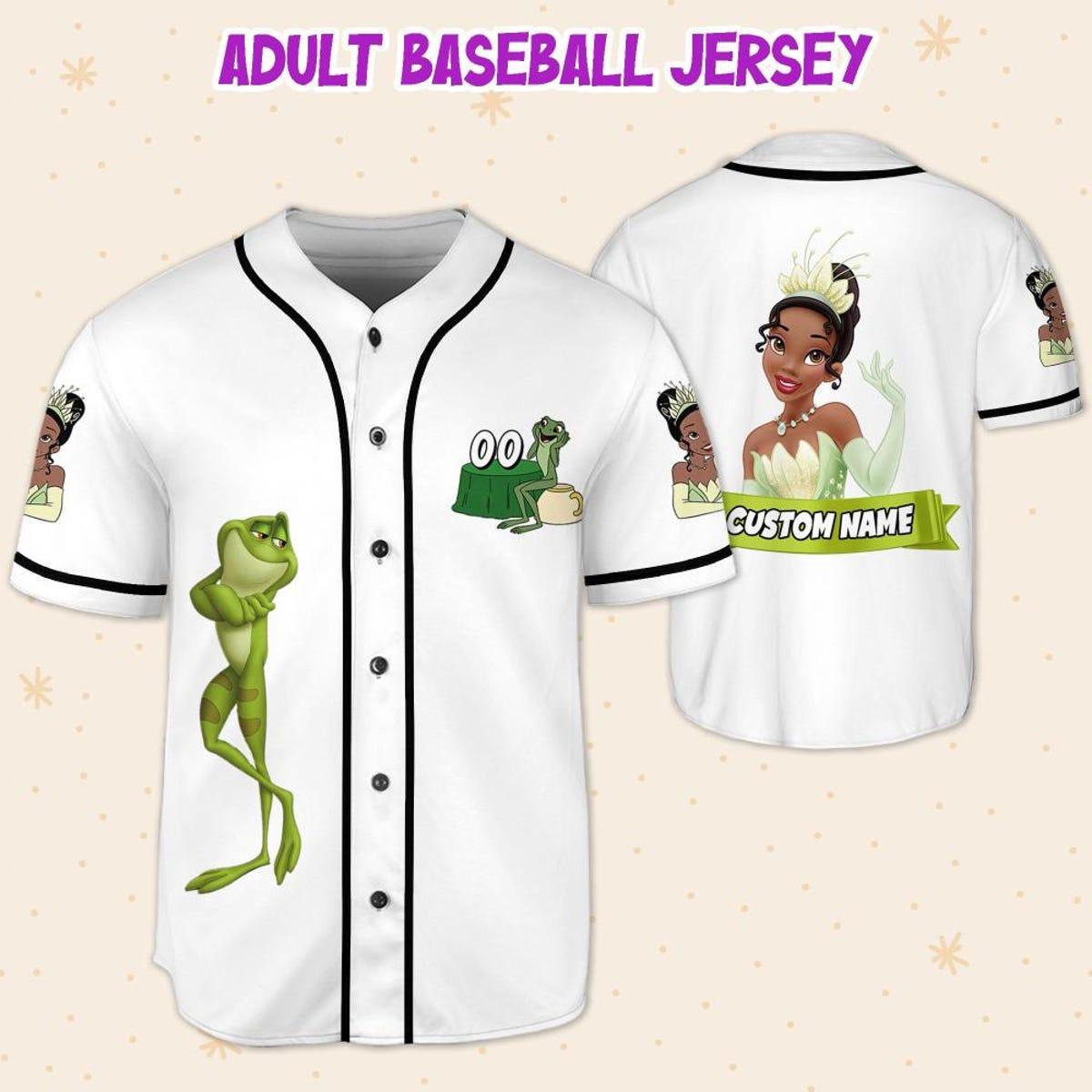 Personalize Disney Tiana Princess Happy White Black Baseball Jersey 5