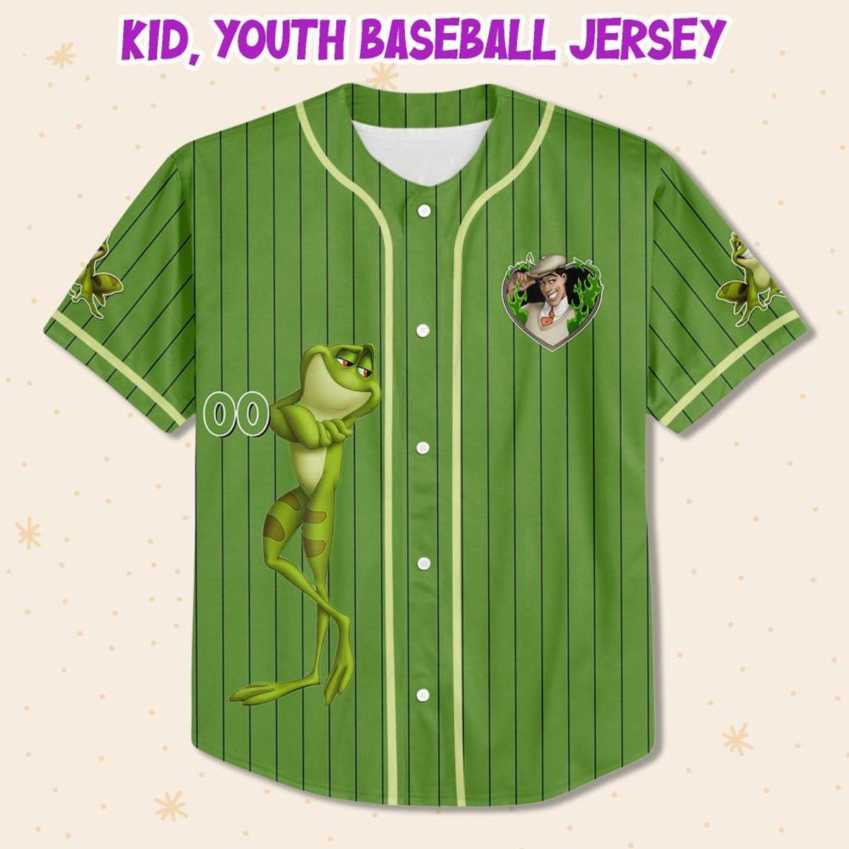 Personalize Disney Tiara Prince Naveent Green Baseball Jersey 2